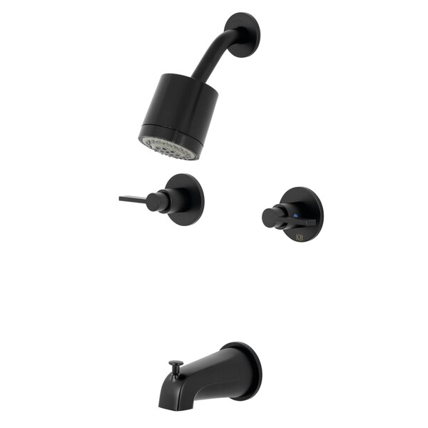 Tub and Shower Faucet, Matte Black, Wall Mount